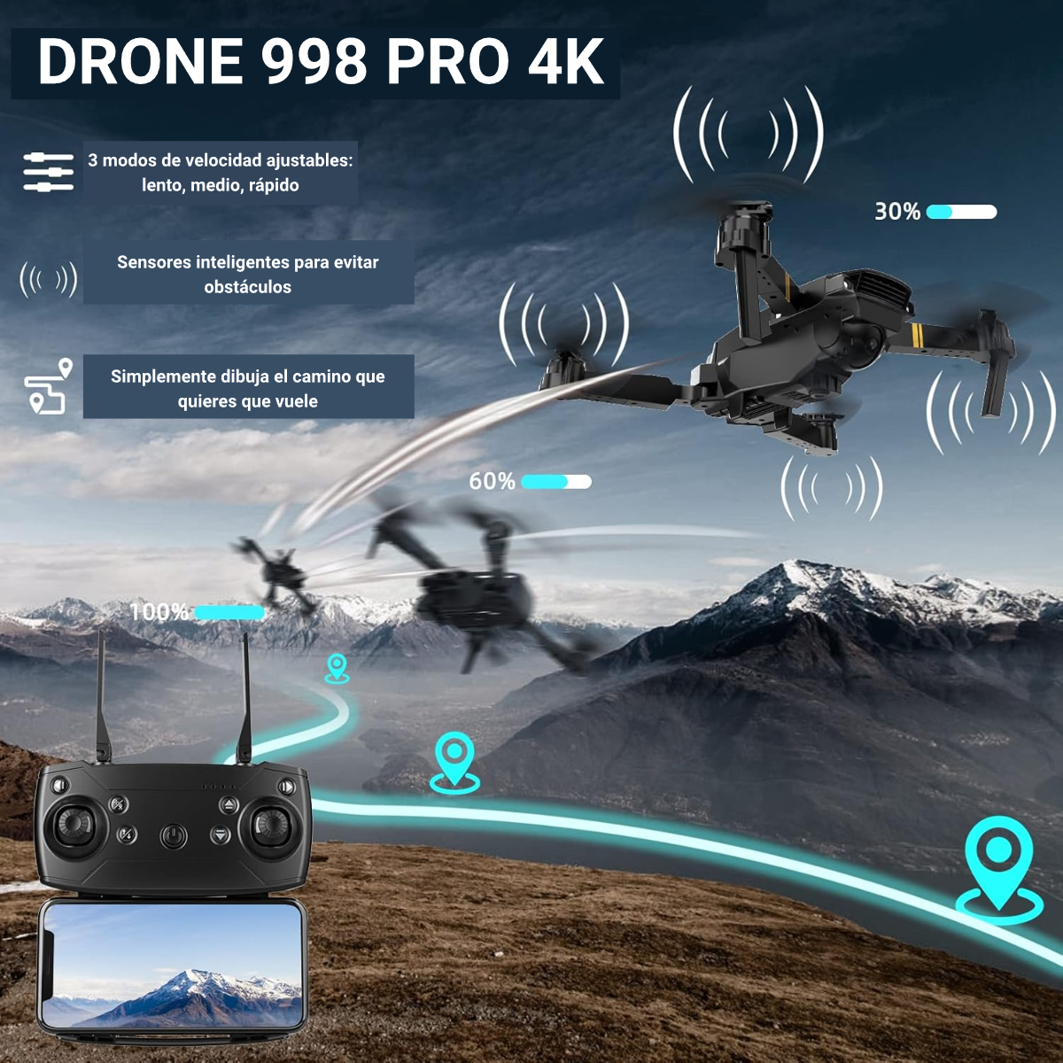 Drone 998 PRO 4K ¡40% OFF!
